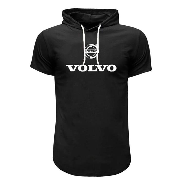 تیشرت کلاه دار مردانه طرح volvo مدل s 4989
